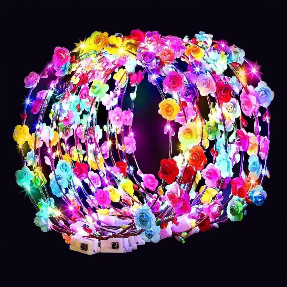 LED Flower Crown Headbands 54 pcs Light Up Womens Party Wedding Glow